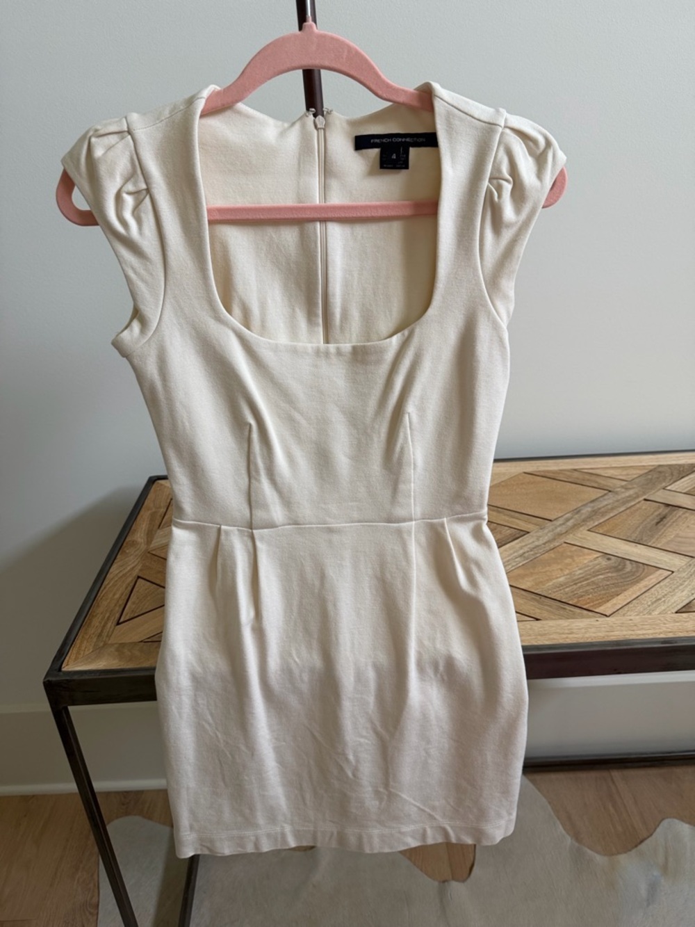 French Connection Cream Scoop-Neck Mini Dress 4